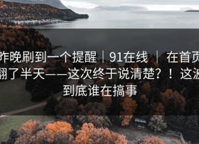 昨晚刷到一个提醒｜91在线 ｜ 在首页翻了半天——这次终于说清楚？！这波到底谁在搞事