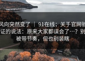 风向突然变了 ｜ 91在线；关于官网验证的说法：原来大家都误会了…？别被带节奏，但也别装瞎