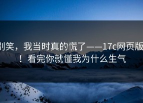 别笑，我当时真的慌了——17c网页版！！看完你就懂我为什么生气